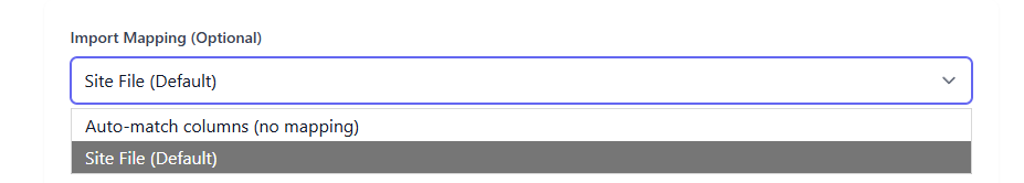 Import mapping selection