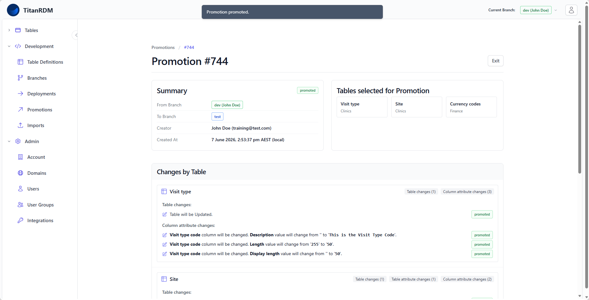Promotion show page